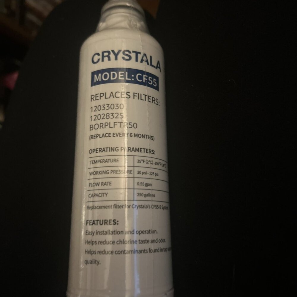 Crystala Replacement Refrigerator CF55 Water Filter 12033030 12028325 BORPLFTR50